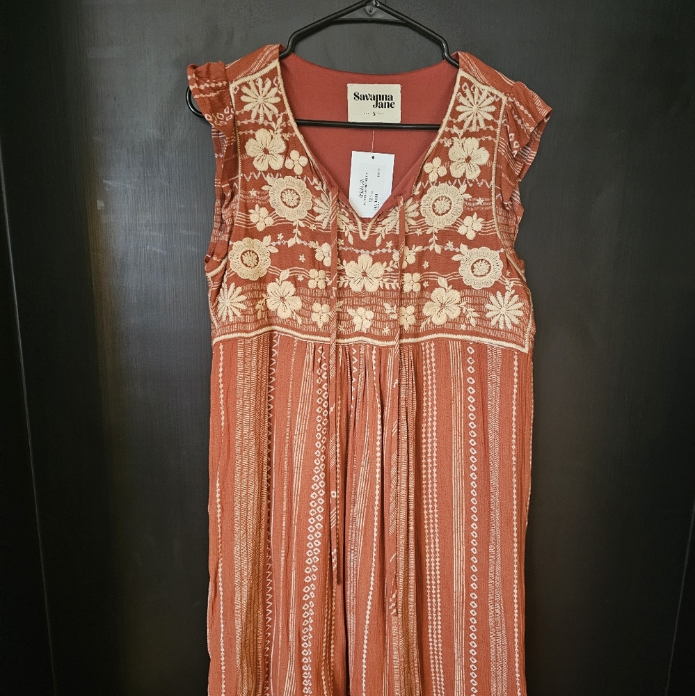 Savanna Jane, Women's Dress, Size S, Rust and Cream